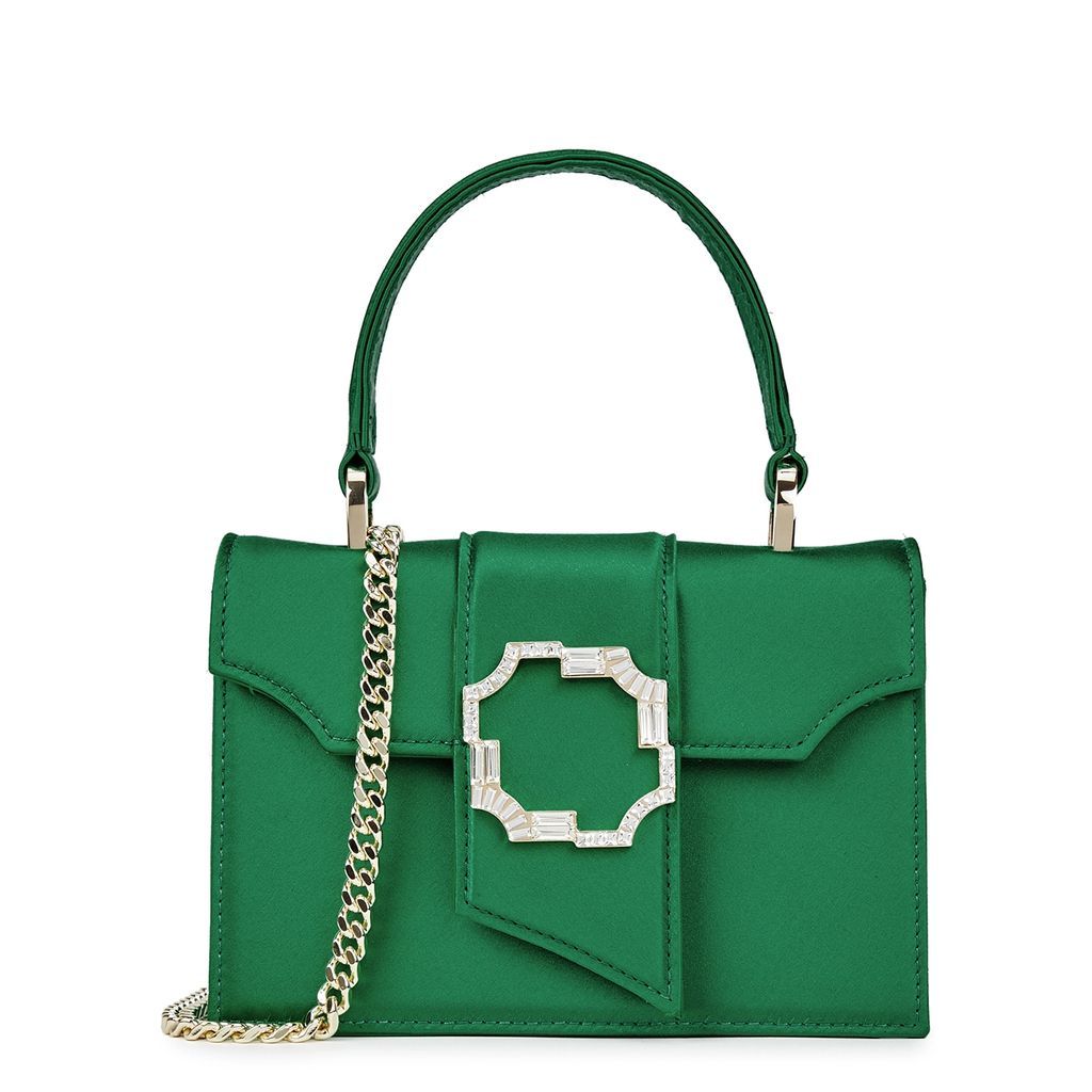 Audrey Mini Satin Top Handle Bag - Green