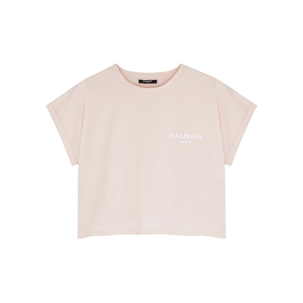 Blush Logo Cropped Cotton T-shirt - Beige - M