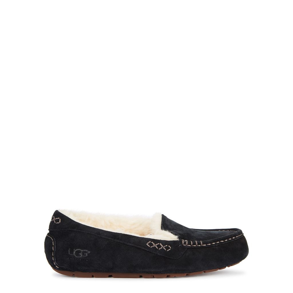 Ansley Black Suede Slippers - 3.5