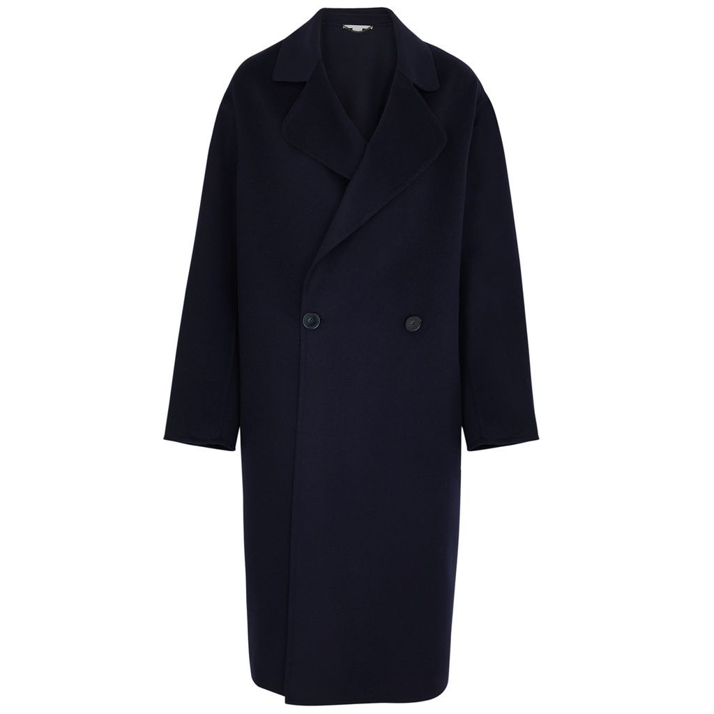 Double-breasted Wool Coat - Navy - 8