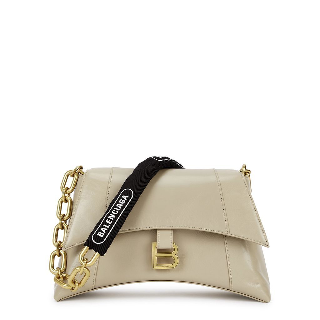 Downtown Small Stone Leather Shoulder Bag - Beige