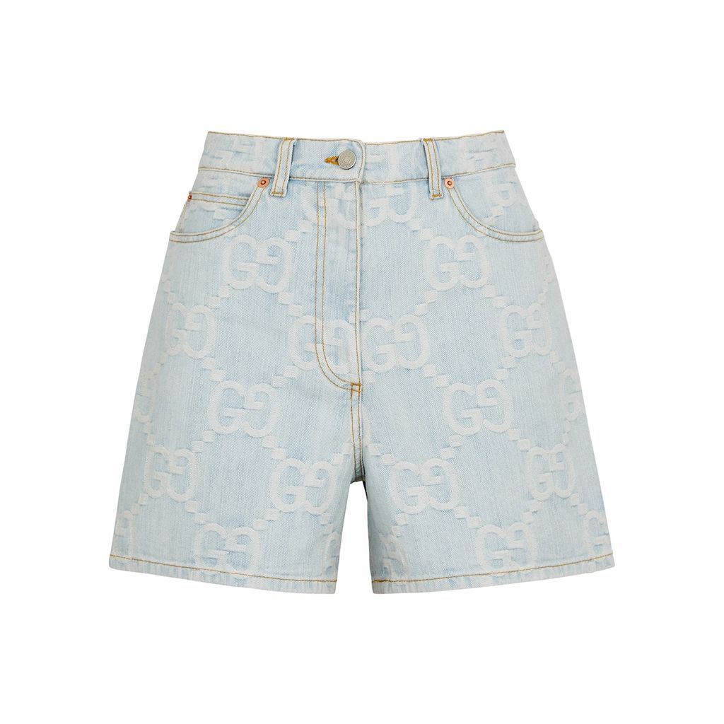 Blue GG-jacquard Denim Shorts - W26