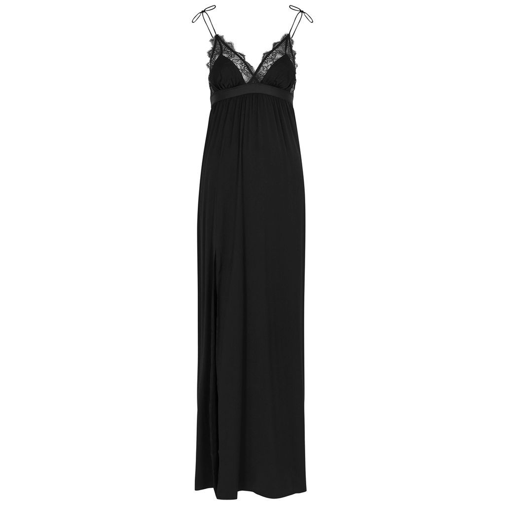 Flemming Lace-trimmed Jersey Night Dress - Black - L