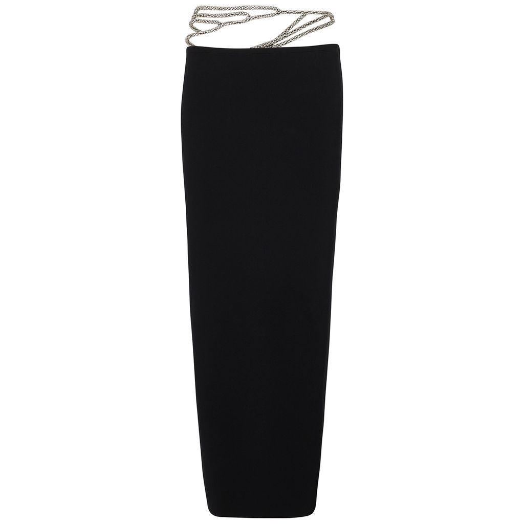 Embellished Ribbed-knit Maxi Skirt - Black - M