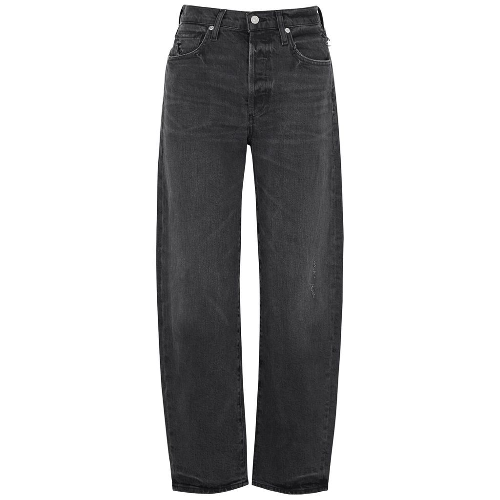 Dylan Distressed Barrel-leg Jeans - Black - W24