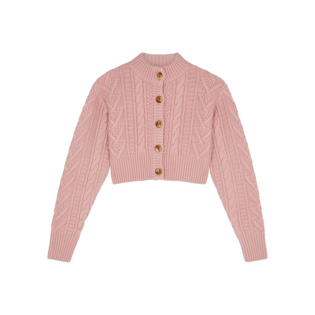 Aleph Cropped Cable-knit Cardigan - Pink - L