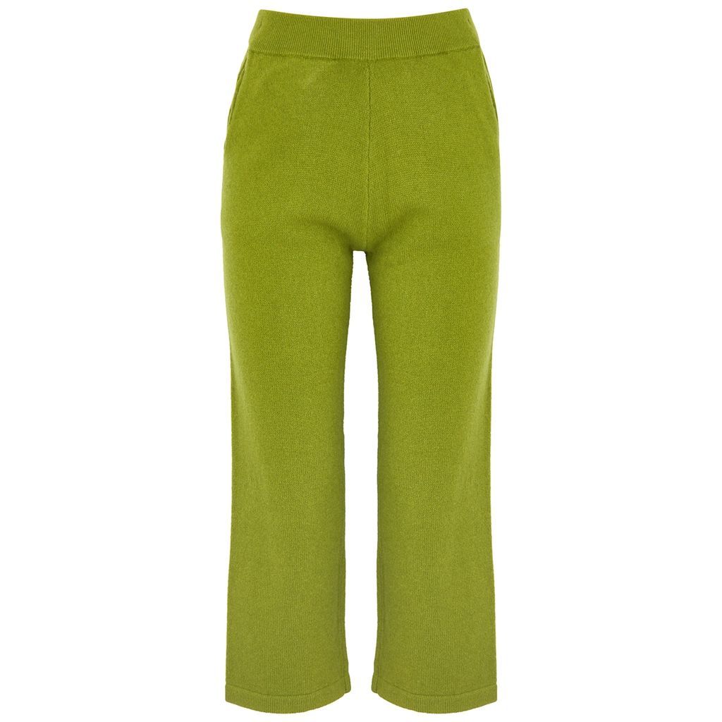 Cropped Wool And Cashmere-blend Trousers - Olive - M