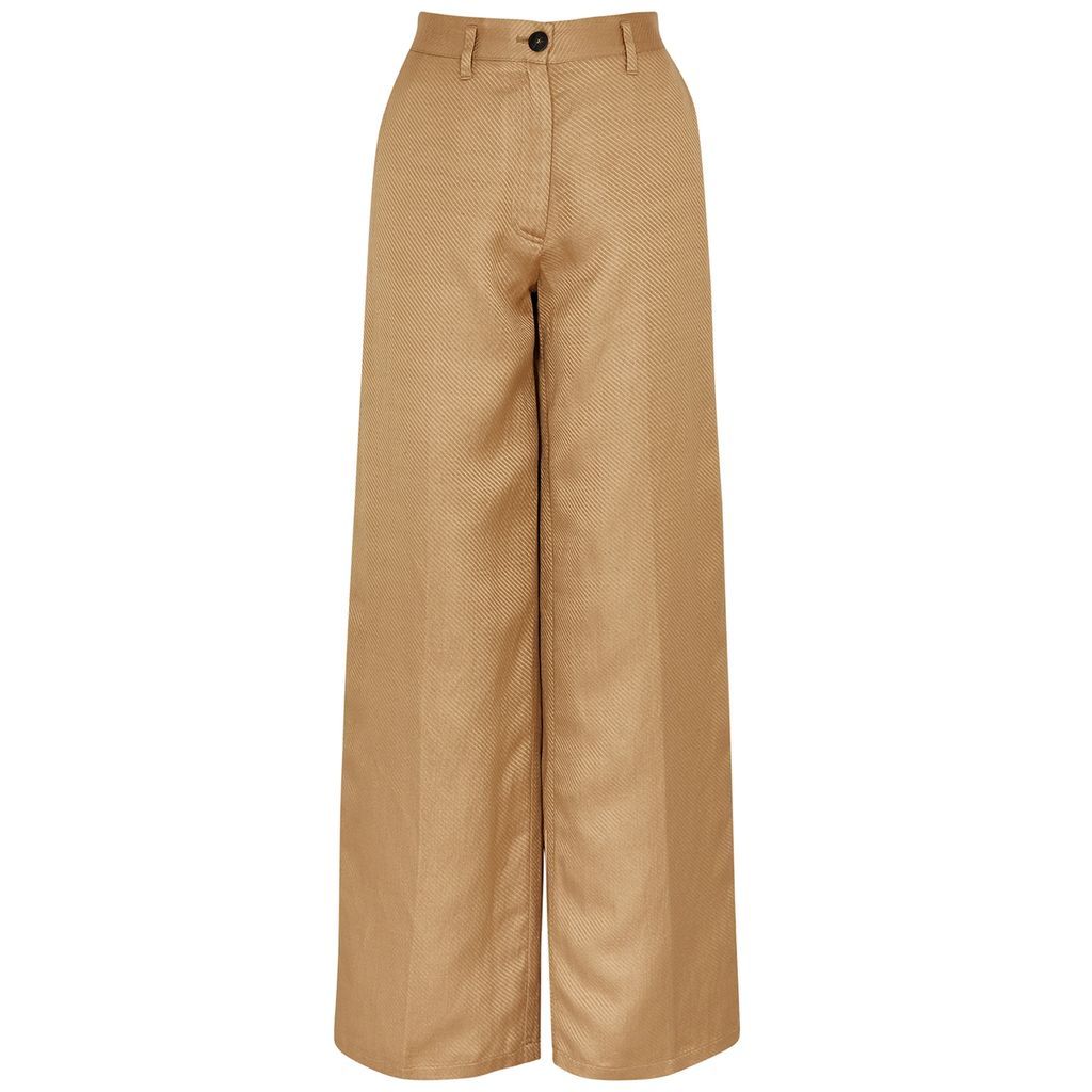 Forte_forte Wide-leg Twill Trousers - Brown - 1