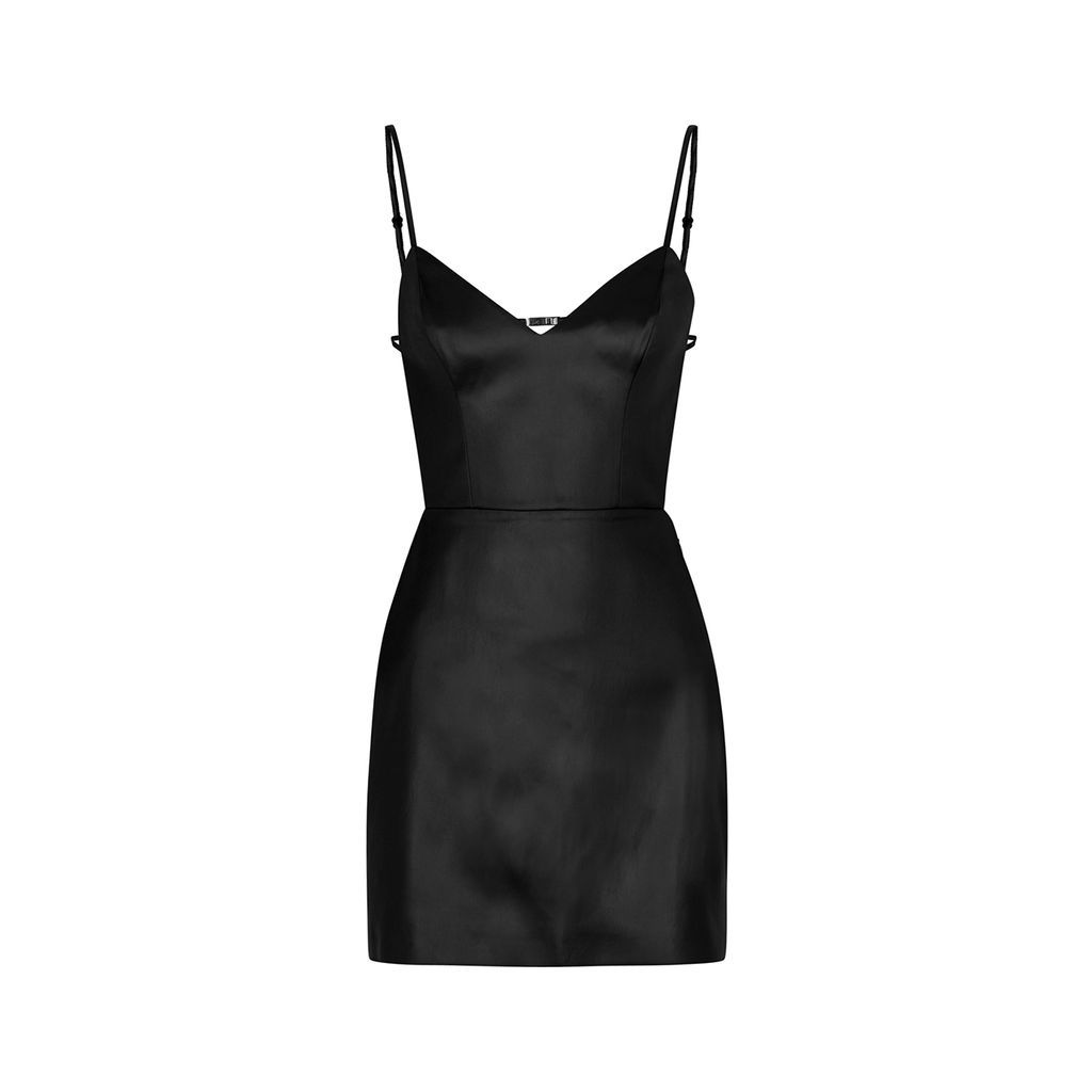 Ennis Open-back Satin Mini Dress - Black - XS