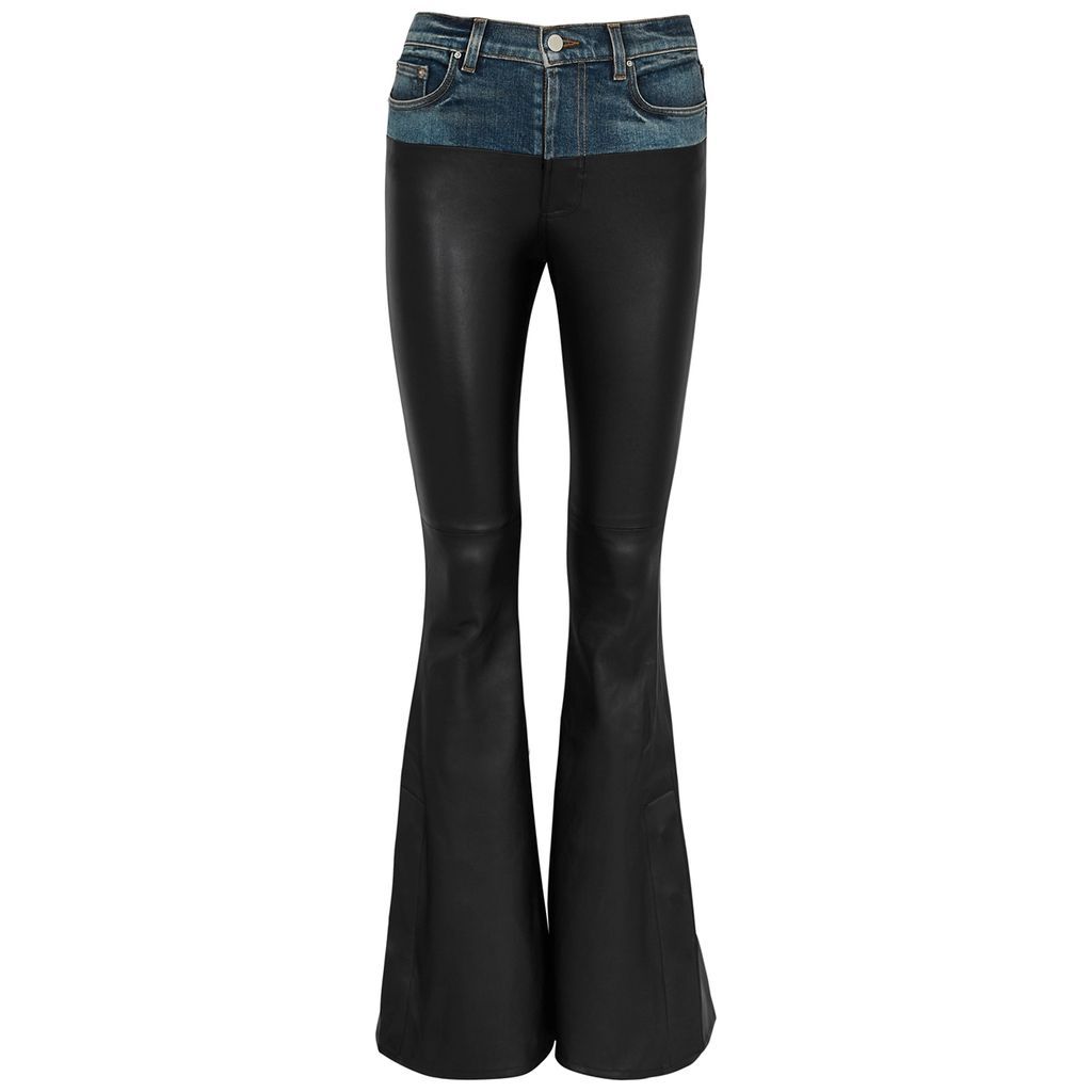 Hybrid Denim And Leather Flared Jeans - W26