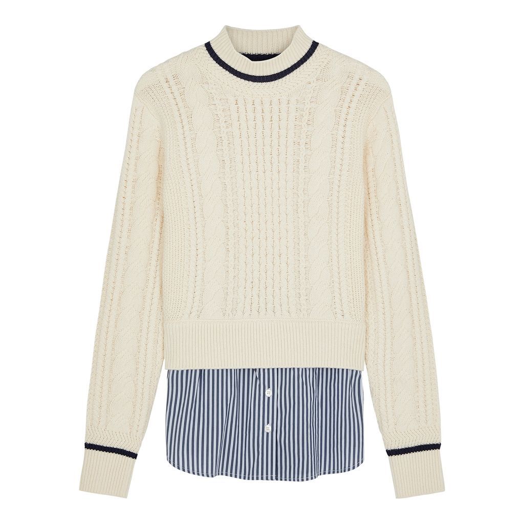 Fritz Layered Cable-knit Jumper - Ivory - S