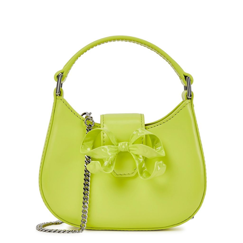 Crescent Bow Micro Leather Cross-body Bag - Green