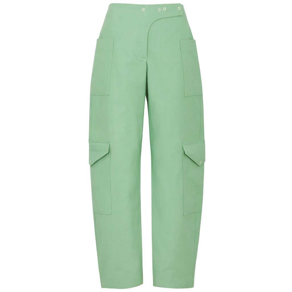 Cotton Cargo Trousers - Green - 14