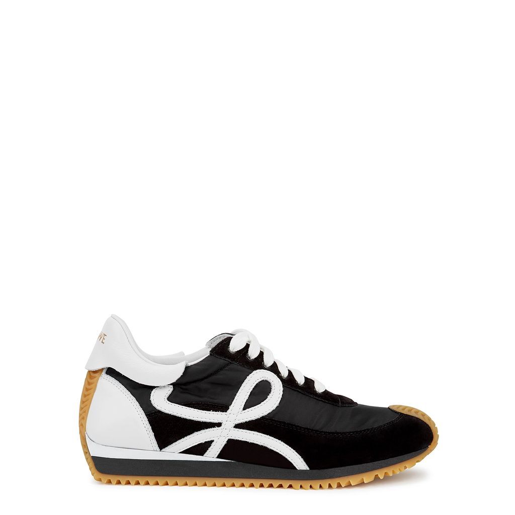 Flow Runner Black Panelled Sneakers - Black And White - 6