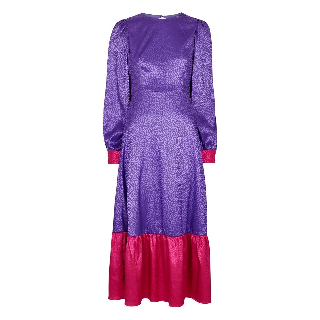 Gloria Leopard-jacquard Satin Midi Dress - Purple - 12
