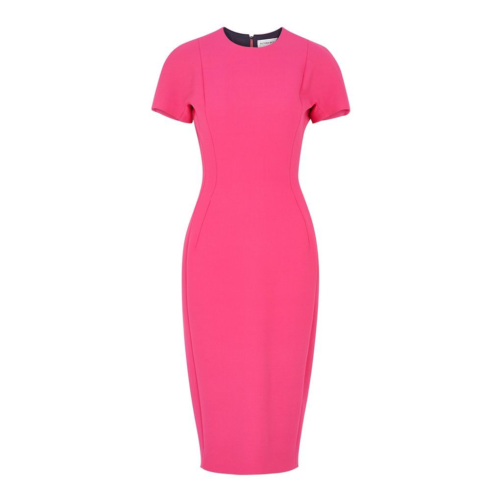 Crepe Midi Dress - Bright Pink - 12
