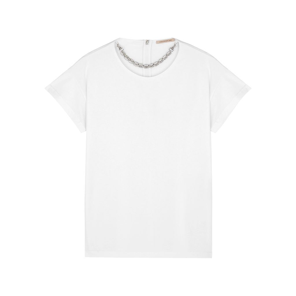 Chain-embellished Cotton T-shirt - White - S
