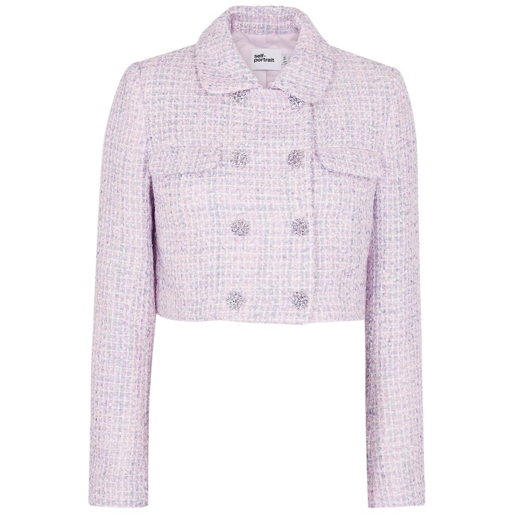 Embellished Bouclé Tweed Jacket - Lilac - 6