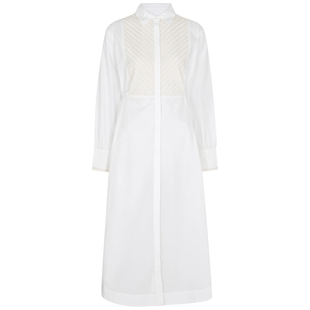 Bellport Cotton Shirt Dress - White - S