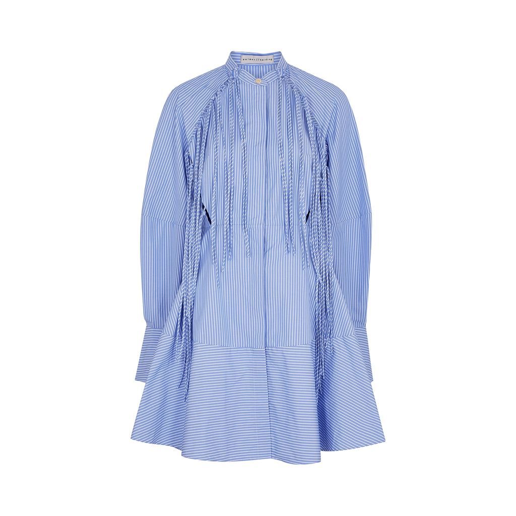 Connected Striped Cotton-poplin Shirt Dress - Blue - 12