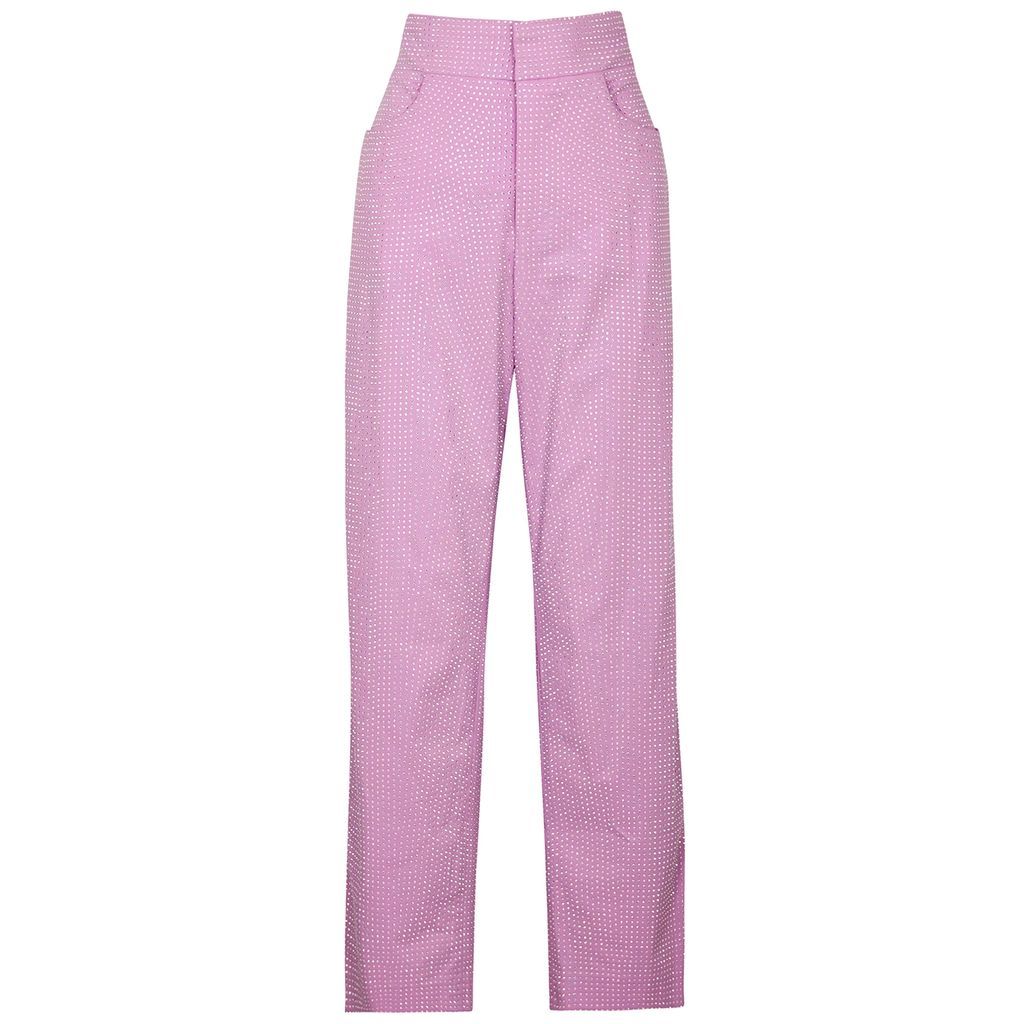 Crystal-embellished Cotton-blend Trousers - Pink - 10