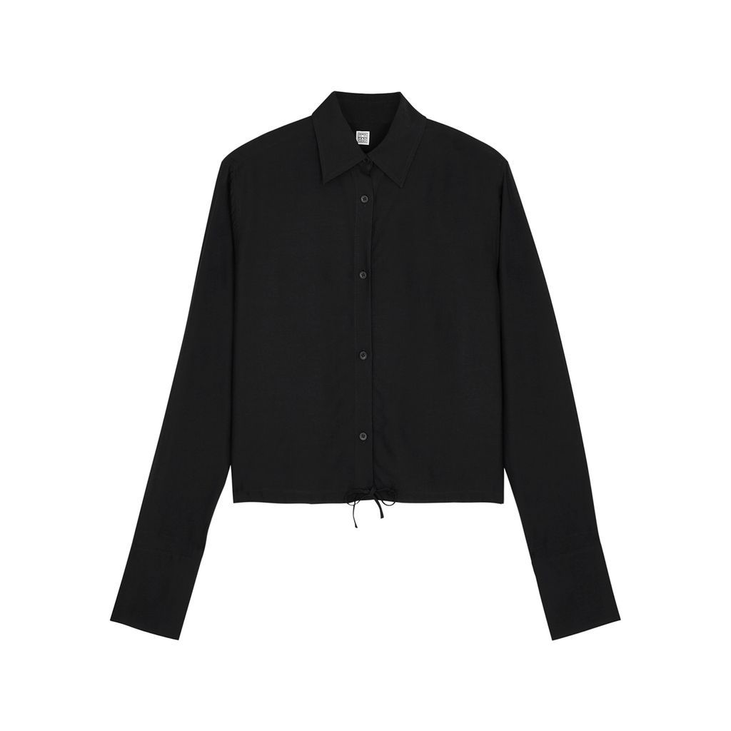 Drawstring Crepe Shirt - Black - 8