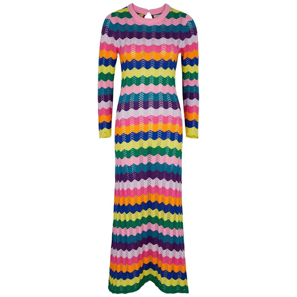 Mirabel Striped Pointelle-knit Maxi Dress - Multicoloured - L