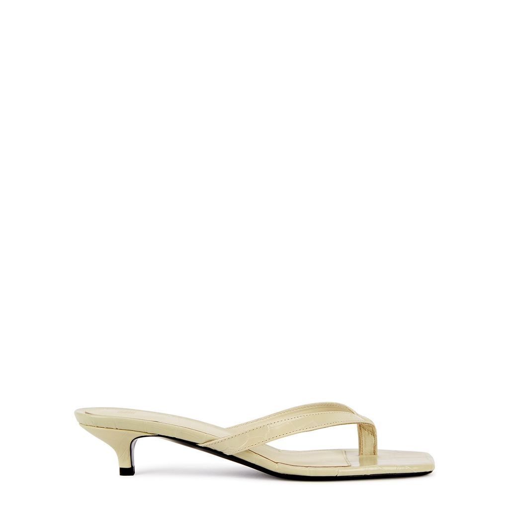 The Flip Flop Cream Crocodile-effect Leather Sandals - Beige - 5
