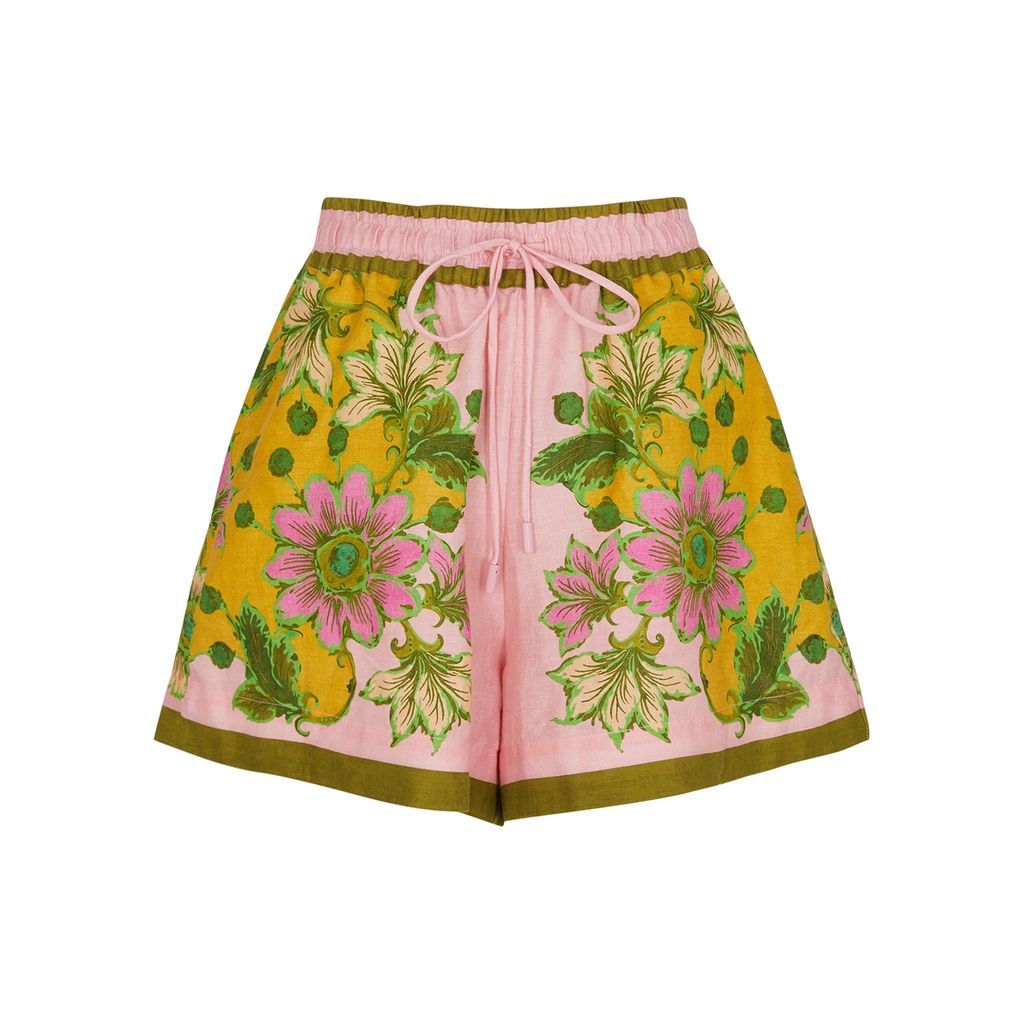 Winnie Floral-print Linen Shorts - Multicoloured - 6