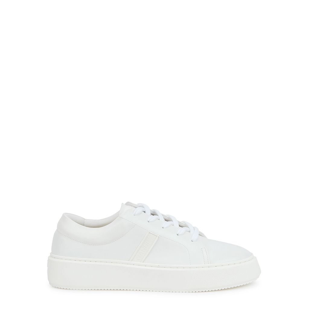 Sporty Mix Leather Sneakers - White - 3