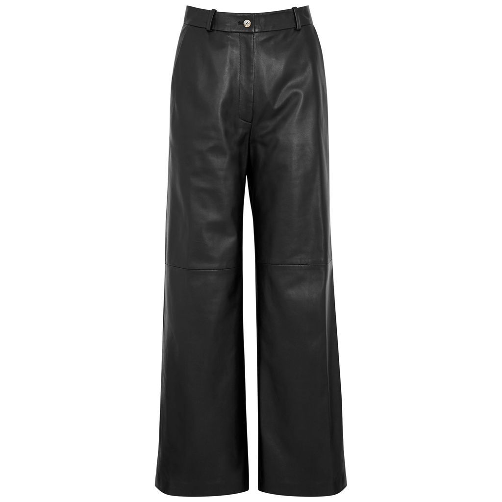 Noro Black Leather Wide-leg Trousers - S
