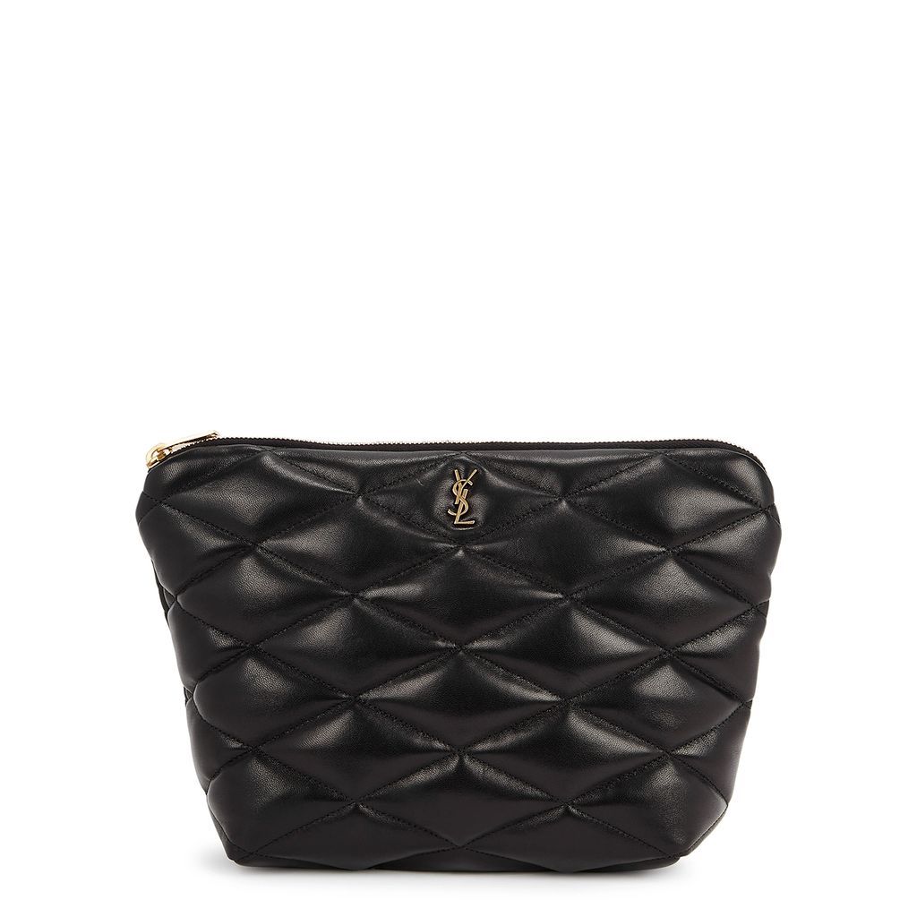 Sade Black Quilted Leather Pouch