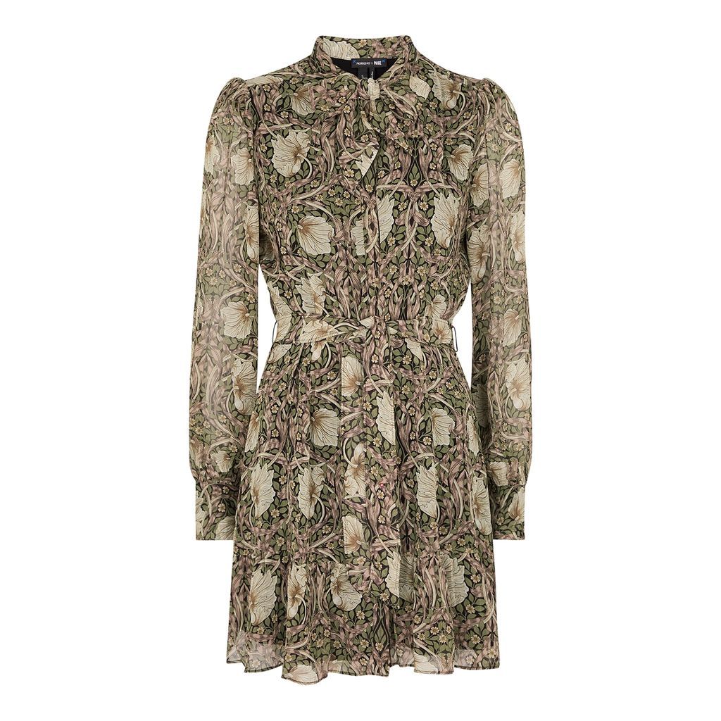 X Morris & Co. Vittoria Printed Silk-georgette Dress - Brown - L