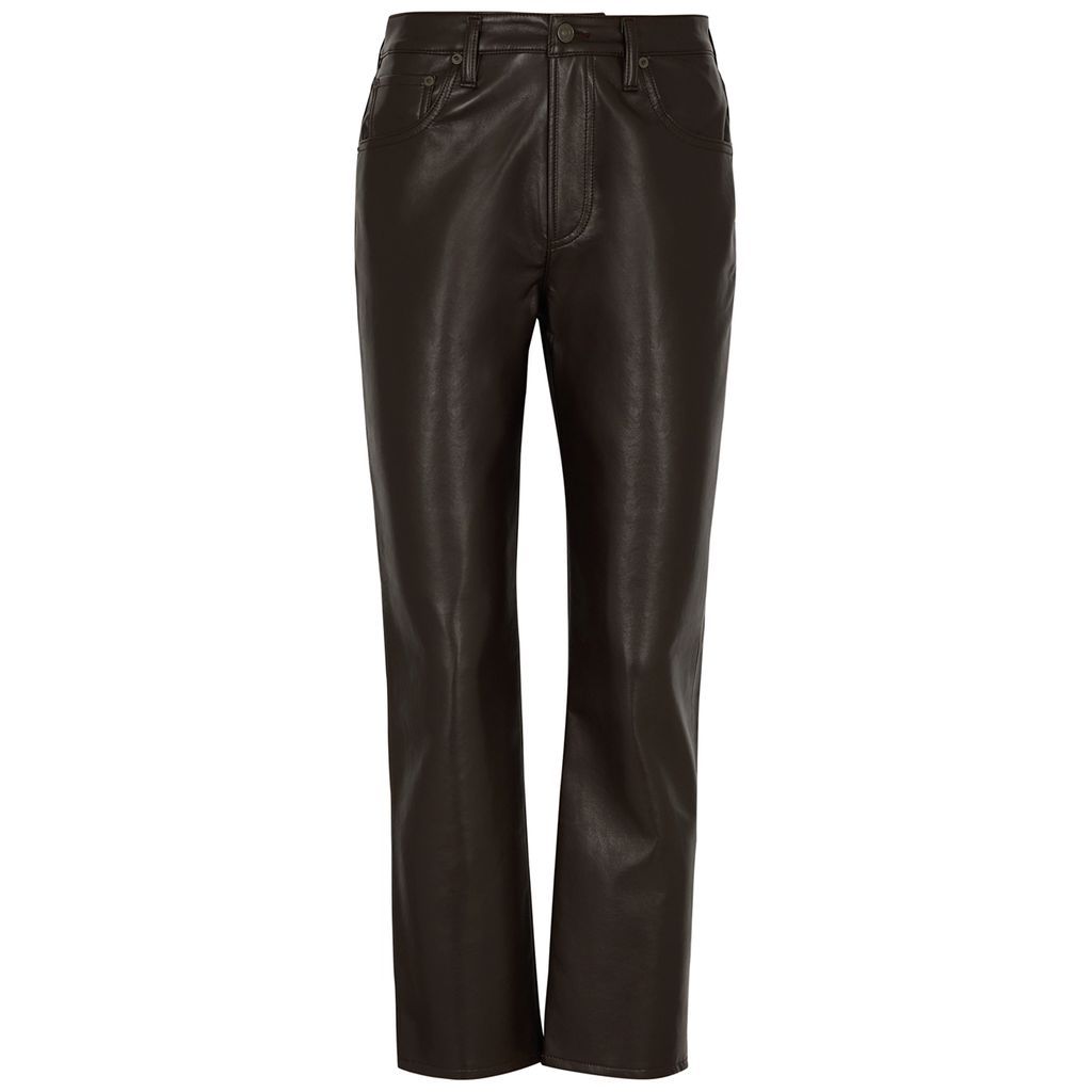 Jolene Slim-leg Leather Jeans - Brown - W24