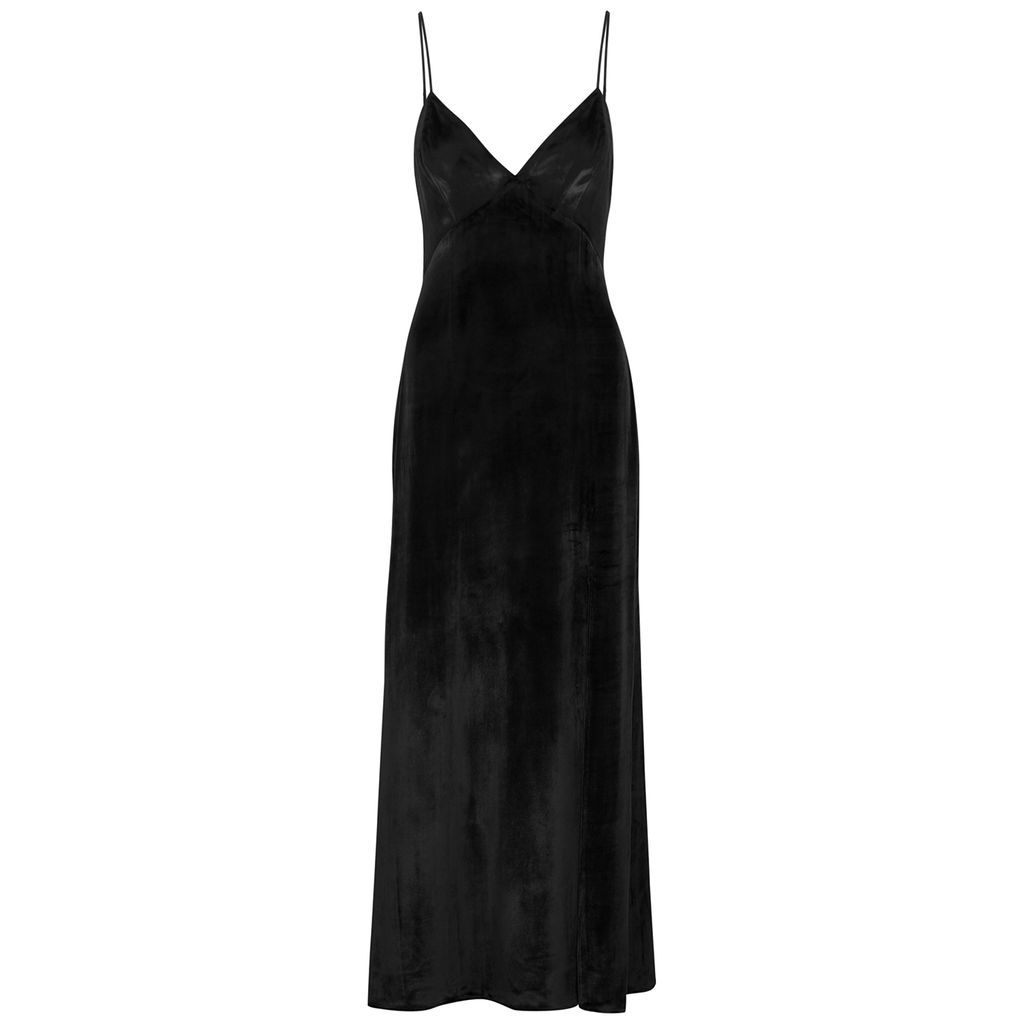 Juilietta Velvet Maxi Dress - Black - 14