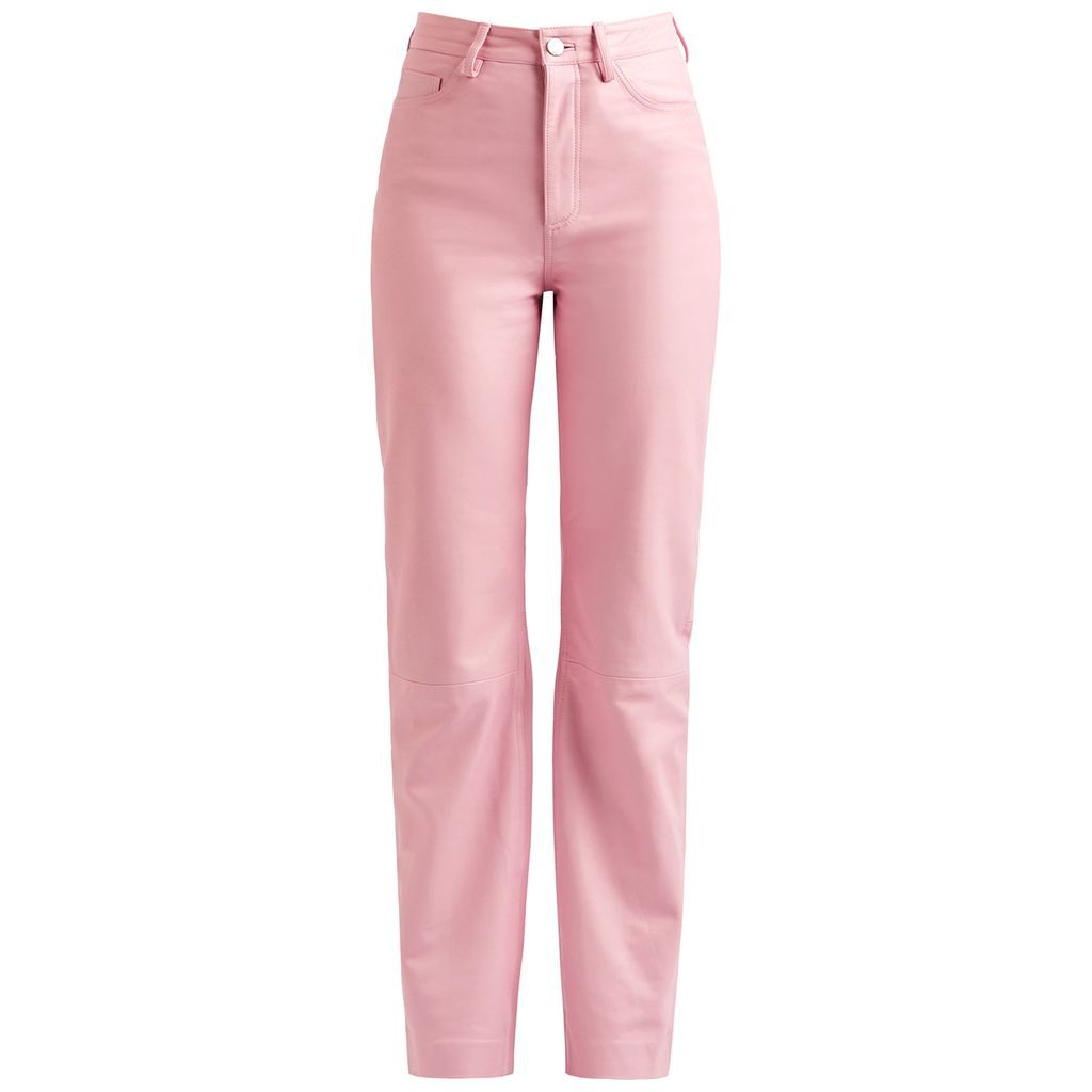 Straight-leg Leather Jeans - Light Pink - 10