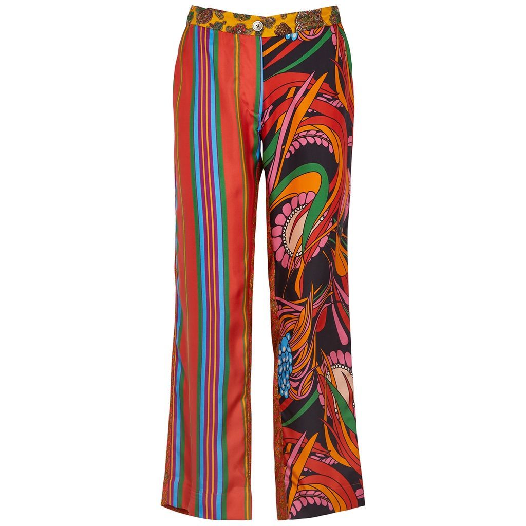 Lucky Printed Silk-twill Trousers - Multicoloured - 1