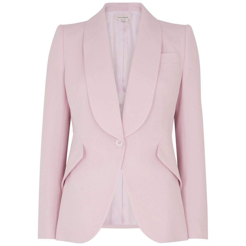 Wool Blazer, Blazer, Light Pink, Padded Shoulders - 14