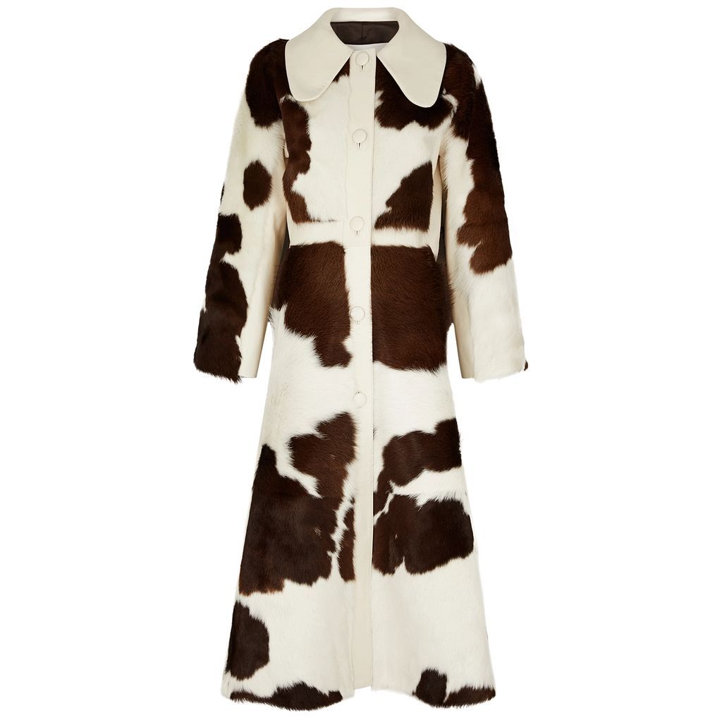 Madalynn Cow-print Calf Hair Coat - White - 10