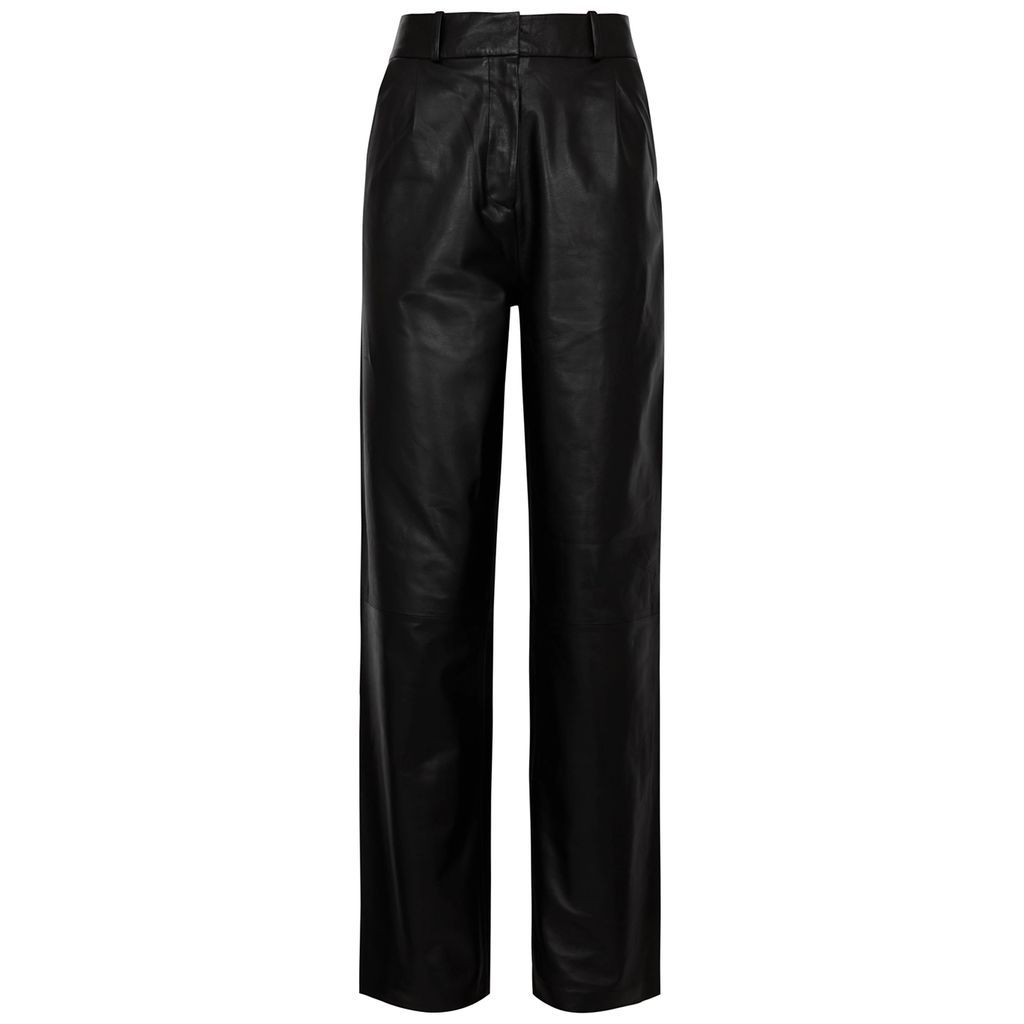 Straight-leg Leather Trousers - Black - 12