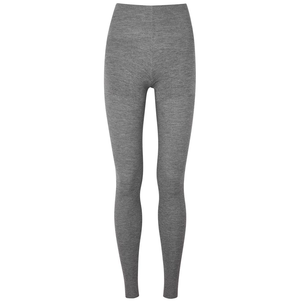 Ribbed Cashmere Wool-blend Leggings - Grey - 10