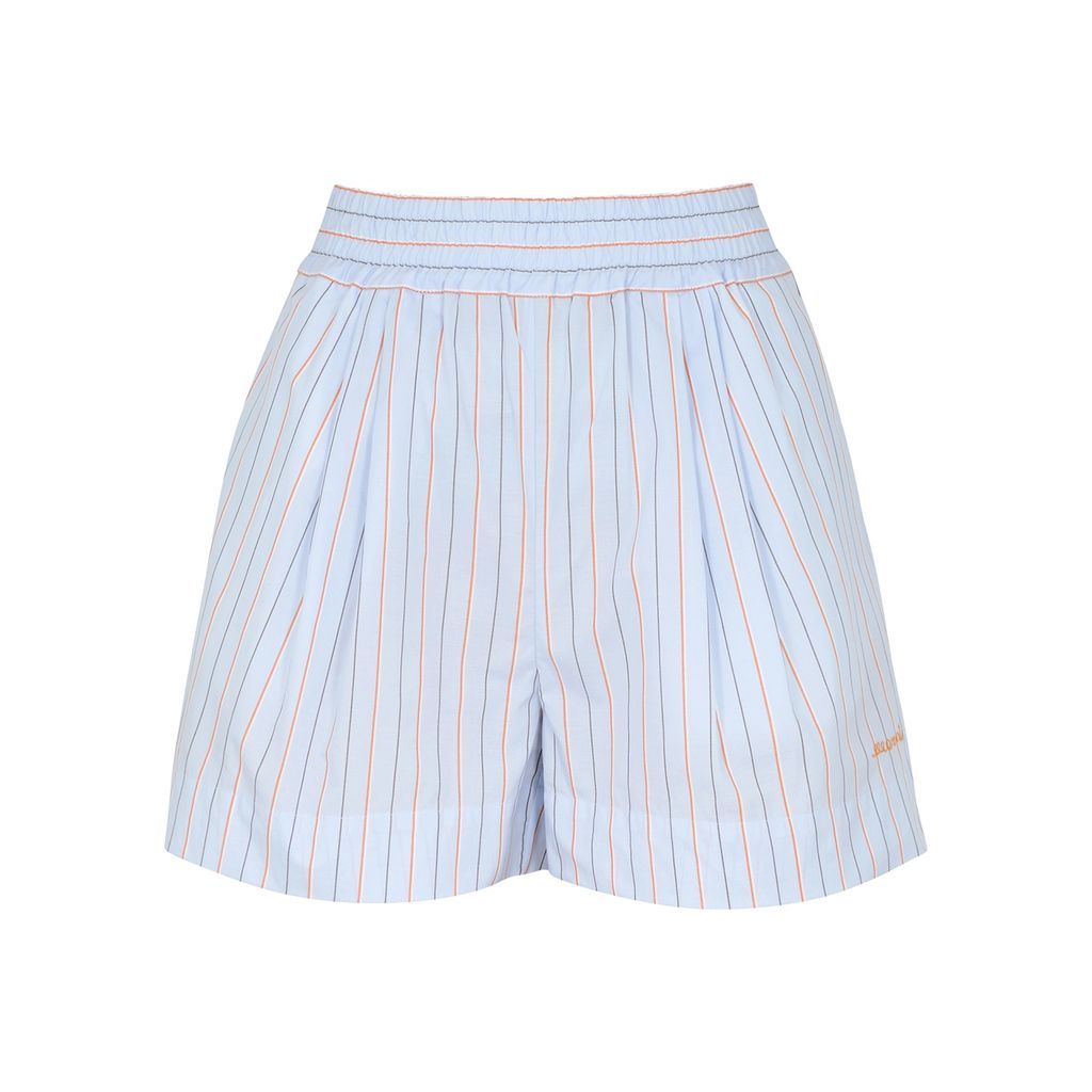 Striped Logo Cotton Shorts - Blue - 10