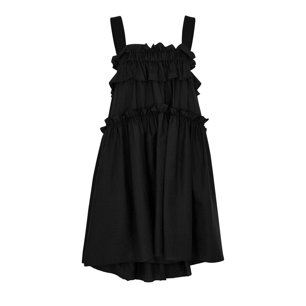 Ola Ruffled Shell Dress - Black - XS
