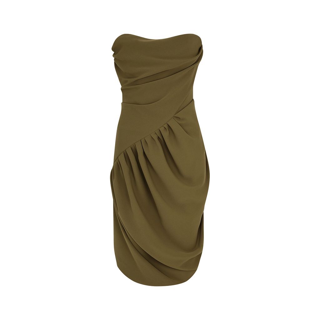 Ruched Strapless Jersey Mini Dress - Green - 12