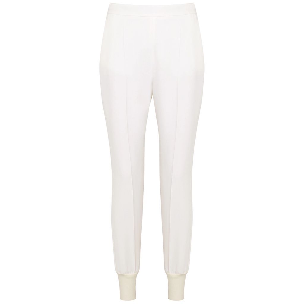 Tapered Stretch-crepe Trousers - White - 12