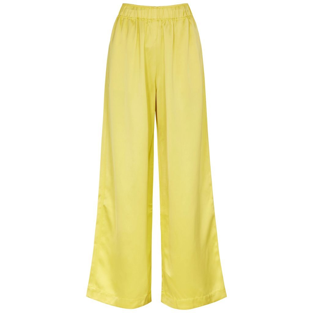 Quinn Wide-leg Satin Trousers - Yellow - XL