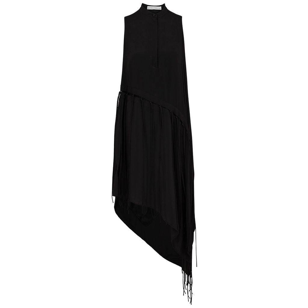 Merged Asymmetric Cotton-gauze Dress - Black - 10