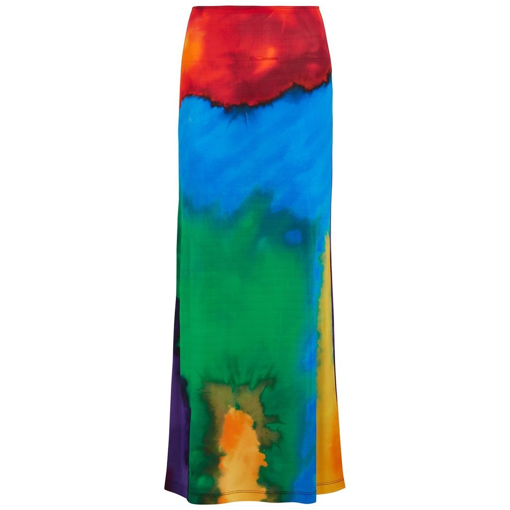 Printed Stretch-jersey Maxi Skirt - Multicoloured - 12