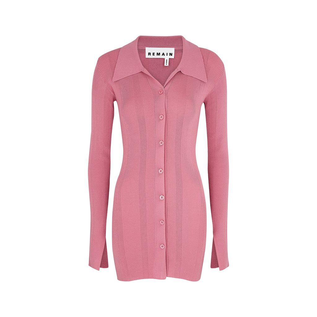 Ribbed-knit Cardigan - Pink - 10