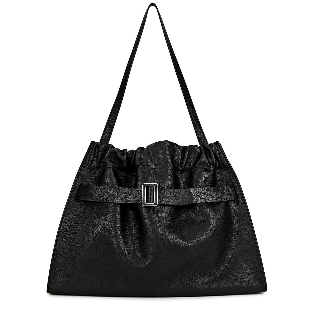 Scrunchy Leather Tote - Black